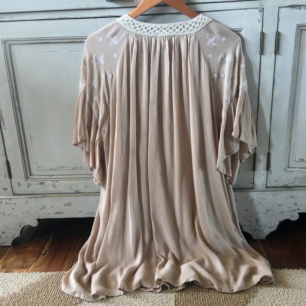Embroidered Floral Peasant Boho Tunic Blouse Top - Picture 4 of 5